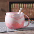 400 ML marble ceramic coffee mug with handle for coffee / tea - pink